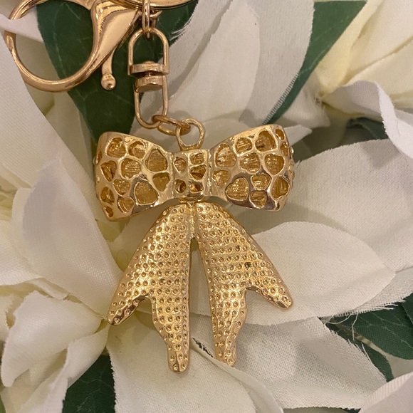 Gold Bow Keychain with Rhinestones - Picture 7 of 7